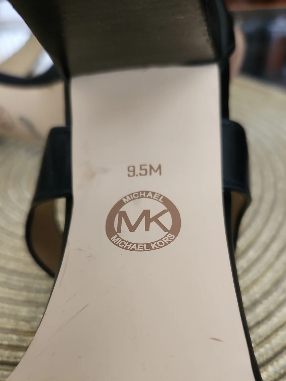 Michael Kors Berkley Black Leather T-Strap Platform Heels with Gold Zip Size 9.5